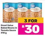 Game Great Value Baked Beans In Tomato Sauce-For 3 x 410g offer