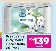 Game Great Value 2 Ply Toilet Tissue Rolls-24 Pack Each offer