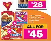 Game 2 x Lucky Star Pilchards 215g Plus Albany Superior Sliced Brown Bread 700g-For All offer