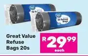 Game Great Value Refuse Bags-20s offer