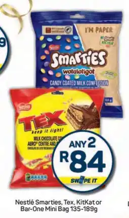 Pick n Pay Nestlé Smarties, Tex, KitKat or Bar-One Mini Bag offer