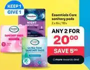 PEP Essentials Care Sanitary Pads-2 x 8's/10's offer