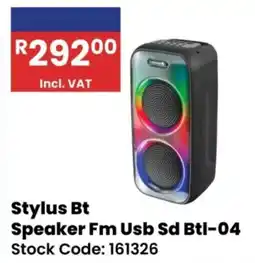 Africa Cash and Carry Stylus Bt Speaker Fm Usb Sd Btl-04 offer