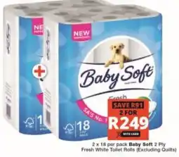 Checkers Baby Soft 2 Ply Fresh White Toilet Rolls offer