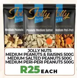 1UP Jolly nuts medium peanuts & raisins, medium salted peanuts, medium peri-peri peanuts offer