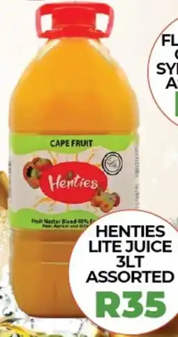 1UP Henties lite juice assorted offer