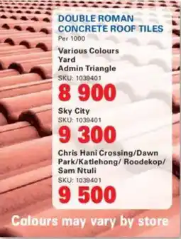 Cashbuild Double roman concrete roof tiles offer