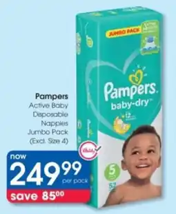 Clicks Pampers Active Baby Disposable Nappies Jumbo Pack offer