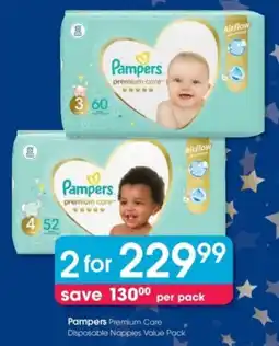 Clicks Pampers Premium Care Disposable Nappies Value Pack offer
