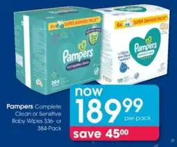 Clicks Pampers Complete Clean or Sensitive Baby Wipes offer