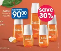 Clicks Justine Tissue Oil Products offer