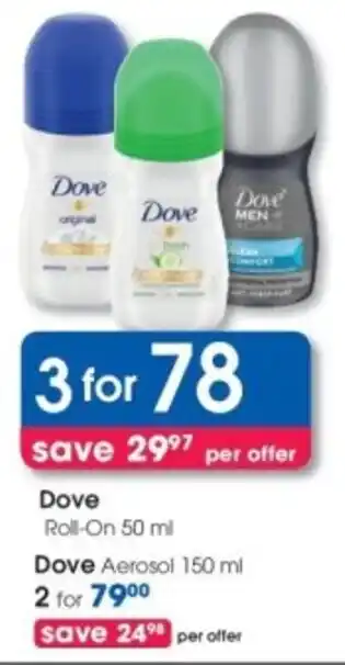 Clicks Dove Roll-On offer