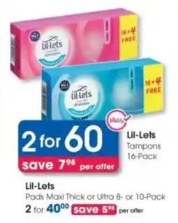 Clicks Lil-Lets Tampons offer