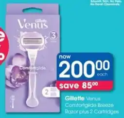Clicks Gillette Venus Comfortglide Breeze Razor plus 2 Cartridges offer