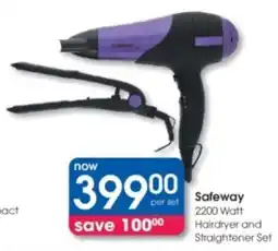 Clicks Safeway 2200 Watt Hairdryer and Straightener Set offer