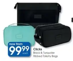 Clicks Clicks Black & Turquoise Ribbed Toiletry Bags offer