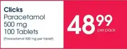 Clicks Clicks Paracetamol 500 mg offer