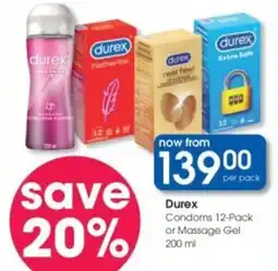 Clicks Durex Condoms or Massage Gel offer