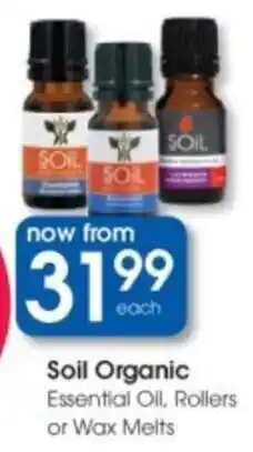 Clicks Soil Organic Essential Oil, Rollers or Wax Melts offer