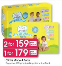 Clicks Clicks Made 4 Baby Dryprotect Disposable Nappies Value Pack offer