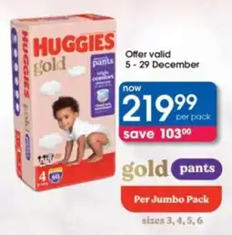 Clicks Huggies Gold Pants Jumbo Pack offer