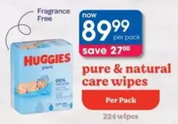 Clicks Huggies pure & natural care wipes offer