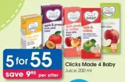 Clicks Clicks Made 4 Baby Juice offer