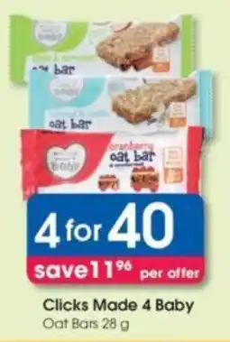 Clicks Clicks Made 4 Baby Oat Bars offer