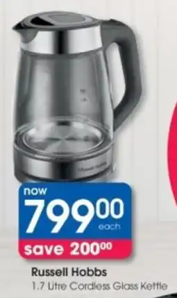 Clicks Russell Hobbs Cordless Glass Kettle offer