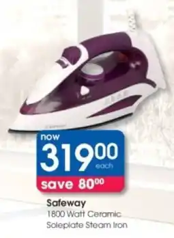 Clicks Safeway 1800 Watt Ceramic Soleplate Steam Iron offer