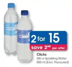 Clicks Clicks Still or Sparkling Water offer