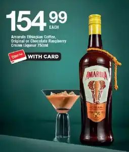 OK Liquor Amarula Ethiopian Coffee, Original or Chocolate Raspberry Cream Liqueur offer