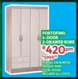 Best Home And Electric Portofino 4-door 2-drawer robe offer