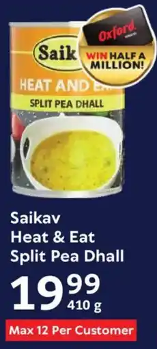 Oxford Freshmarket Saikav Heat & Eat Split Pea Dhall offer
