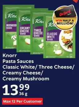 Oxford Freshmarket Knorr Pasta Sauces Classic White/ Three Cheese/ Creamy Cheese/ Creamy Mushroom offer