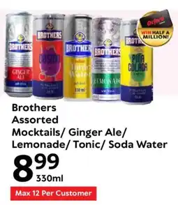 Oxford Freshmarket Brothers Assorted Mocktails/ Ginger Ale/ Lemonade/ Tonic/ Soda Water offer