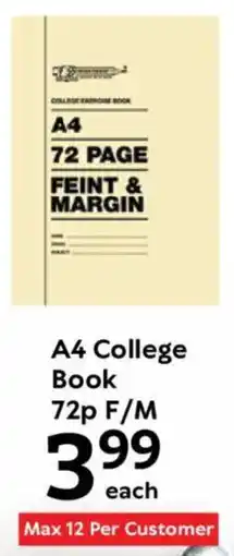 Oxford Freshmarket A4 College Book 72p F/M offer