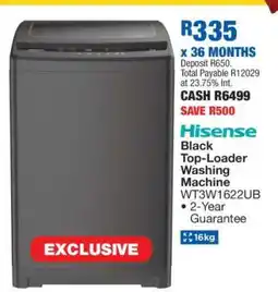 OK Furniture Hisense Black Top-Loader Washing Machine WT3W1622UB offer