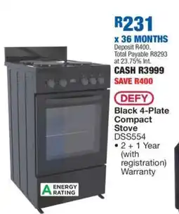 OK Furniture Defy Black 4-Plate Compact Stove DSS554 offer