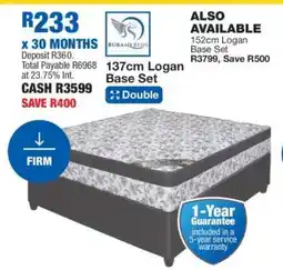 OK Furniture 137cm Logan Base Set offer