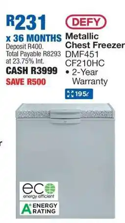 OK Furniture Defy Metallic Chest Freezer offer