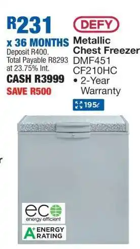 Defy Metallic Chest Freezer
