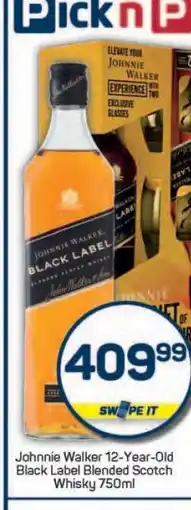 Pick n Pay Johnnie Walker 12-Year-Old Black Label Blended Scotch Whisky 750ml offer