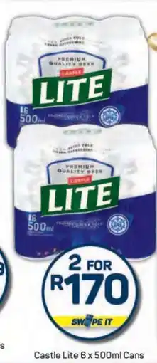 Pick n Pay Castle Lite 6 x 500ml Cans offer