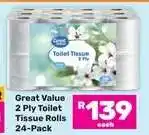 Game Great Value 2 Ply Toilet Tissue Rolls 24-Pack offer