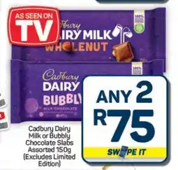 Pick n Pay Hypermarket Cadbury Dairy Milk or Bubbly Chocolate Slabs offer