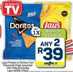 Pick n Pay Hypermarket Lay's Potato or Doritos Corn Flavoured Chips Assorted offer