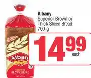 Spar Albany Superior Brown Or Thick Sliced Bread-700g Each offer