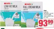 Spar Spar Long Life Full Cream, Low Fat Or Fat Free Milk (Excl. Lactose Free) 6 x 1Ltr-Per Pack offer