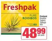 Spar Freshpak Rooibos Tagless Teabags-80 Per Pack offer
